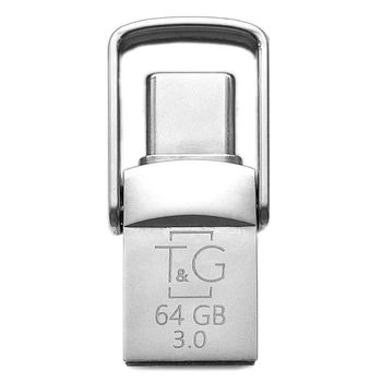 Флеш накопитель USB 64Gb Metal TG104, Silver, Type-C/USB 3.0 (TG104TC-64G3) T&G (teh0029107)