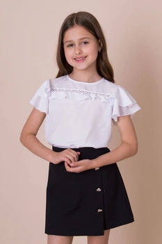Шкільна блузка для дівчинки Mevis 5458-01 білий 122