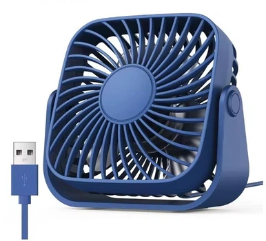 USB вентилятор портативный TOPK K52, 3 скорости синий