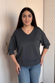 Светр INEDIT 10865 Dark-Grey ONE SIZE