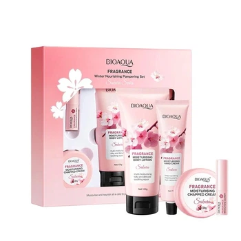 Подарочный набор для ухода за телом BIOAQUA Sakura Fragrance 4 предмета (лосьон для тела, крем для рук, бальзам для губ, крем для тела)