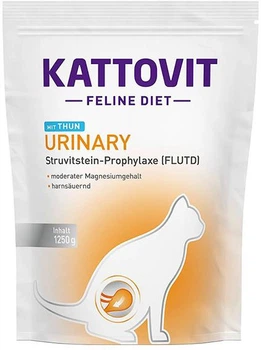 Сухий дієтичний корм для котів Kattovit Veterinary Urinary mit Thun при сечокам'яній хворобі, захворюваннях нижніх сечовивідних шляхів і для профілактики утворення струвітних каменів 1.25 кг (4000158771438)