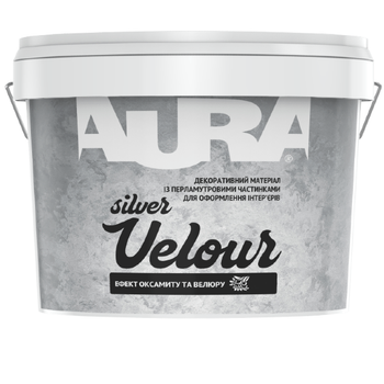 Краска декоративная Aura Velour Silver Эффект бархата и велюра Серебряная 5л
