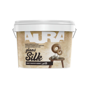 Краска декоративная Aura Silk Glans Мокрый шелк Серебряная 1л
