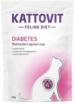 Сухий дієтичний корм для котів Kattovit Veterinary Diabetes при цукровому діабеті, ожирінні та надлишковій масі тіла 400 г (4000158771285)