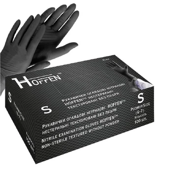 Рукавички нітрилові S Hoffen 3.5г нестерильні текстуровані 50пар/уп HFN-13301S