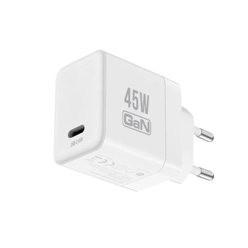 Зарядний пристрій Crong Ultra Compact GaN USB-C 45W PD 3.0 White (5904310706308)