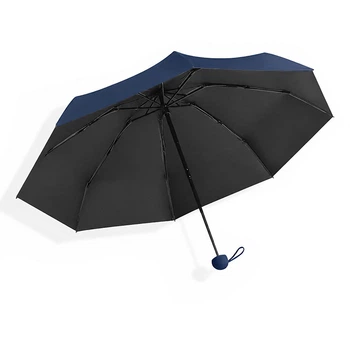 Мини-зонт женский Lesko 190T Dark Blue карманный с чехлом капсулой