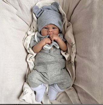 Реалістична лялька Reborn Baby Doll Elijah 48 см — вініл-силіконовий хлопчик з промальованим волоссям та аксесуарами, можна купати (RB050)