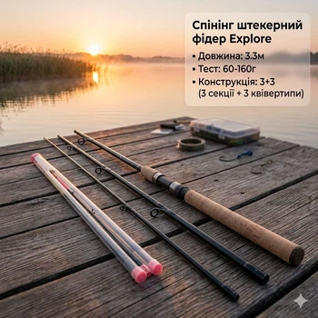 Спінінг штекерний фідер, 3.3м, 60-160г, 3+3к Explore