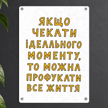 Металева табличка Якщо чекати ідеального моменту, то можна профукати все життя 26х18,5 см