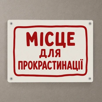 Металева табличка Місце для прокрастинації 26х18,5 см