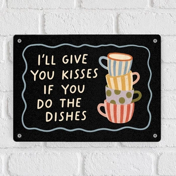 Металева табличка I'll give you kisses ig you do the dishes 26х18,5 см