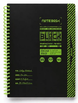 Тетрадь на спирали "Black" клетка B5,120 листов DSCN0730, разделители (салатовая)