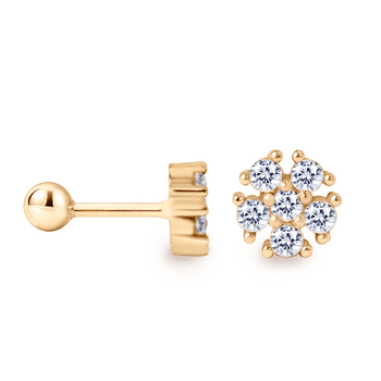 Серьга для хеликса из желтого золота Цветок нежности (з40108)