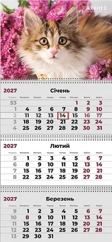 Календар настінний Axent Cats 3 на 3 пружинах квартальний на 2027 рік (8803-27-9-A)