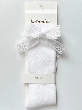 Нарядные гольфы для девочки Katamino Acele ажурные с бантиками Белые 24-26 / 1-2 года