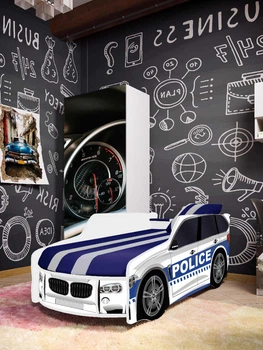 Ліжко машина ViorinaDEKO POLICE 005 PREMIUM 180*80 см з ортопедичним матрацом поліція