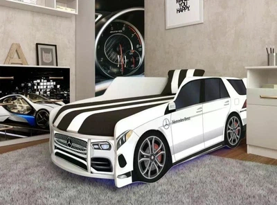 Ліжко машина ViorinaDEKO MERCEDES 006 PREMIUM 180*80 см з ортопедичним матрацом з підйомним механізмом біле