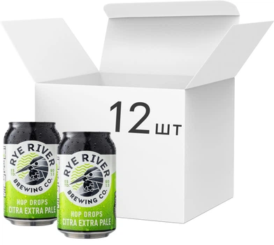 Упаковка пива Rye River Hop Drop Citra Extra Pale світле нефільтроване 4.5% 0.33 л х 12 шт (5391525115948)