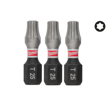 Бита SHOCKWAVE MILWAUKEE, TX25, 25мм, (3шт)