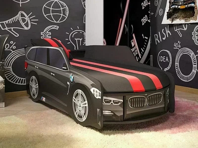 Ліжко машина ViorinaDEKO BMW 002 PREMIUM 180*80 см ортопедичним матрацом та підйомним механізмом графіт