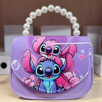 Дитяча сумка через плече Disney Stitch з перлинною ручкою для дівчинки 17×13×6 см фіолетова