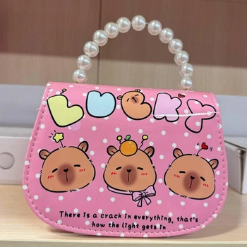 Сумочка дитяча для дівчинок з перловою ручкою рожева 16×12×6 см