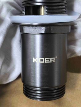 Донный клапан для раковины с переливом KOER PW-07-07 автоматический (Click-Clack) (Цвет графитовый) 1 1/4'' (KR6483)