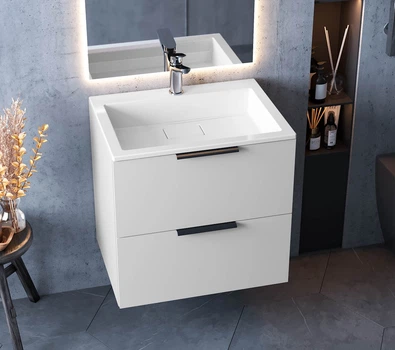 Тумба лакированная, подвесная Luxor Tina 60, с умывальником Imperio Low 60