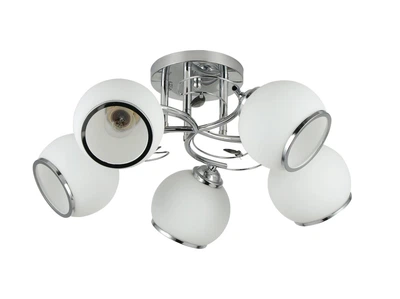Люстра потолочная Light House SRS-20660/5 хром, плафоны белые с каймой
