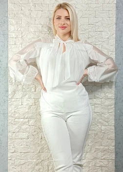 Блуза з органзи з воланами біла Top Win 15-341 - M-L - білий