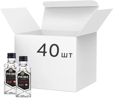 Упаковка горілки Prime World class 0.1 л 40% х 40 шт (4820201990759)