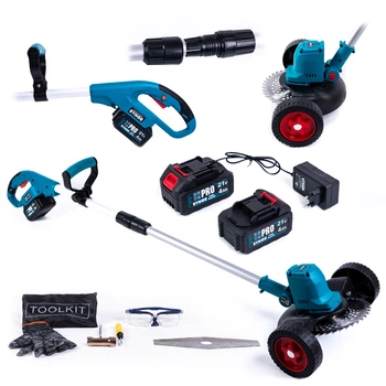 Коса аккумуляторная Rynor GrassHunter X200 PRO (21V, 4Ah) Триммер Райнор садовый с колесами и телескопической штангой + 2АКБ
