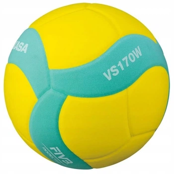 Волейбольний м'яч Mikasa VS170W Soft Kids, розмір 5, вага 160–180 г, для дітей до 12 років, синтетична шкіра EVA, довжина окружності 65–67 см.(OB_9282A8FBF517)