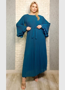 Коктейльна шифонова плісе сукня максі бірюзова Moda Italia 21-306 - бірюзовий - XL-XXL