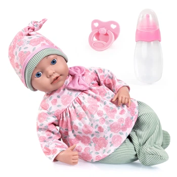Lalka Bobas Bayer Reborn Baby z akcesoriami 38 cm Różowo-zielona 93827AM (4003336421163)