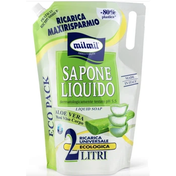 Рідке мило МегаПак MilMil Sapone Liquido Aloe Vera Maxi Bag МілМіл для Обличчя Рук та Тіла pH5.5 Алое Вера Refill 2000мл