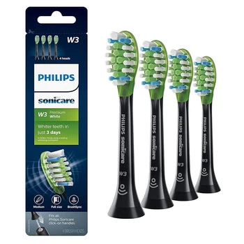 Насадки до електричної зубної щітки Philips W3 Premium White HX9064/95 (4 шт комплект) - Чорні