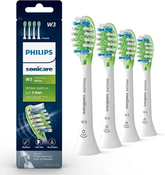 Насадки для электрической зубной щётки Philips W3 Premium White HX9064/95 (4 шт) - Белые