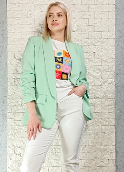 Піджак з костюмної тканини на підкладці без застібки м'ятний Trendy Lady Італія 14-308 - M-L - зелений