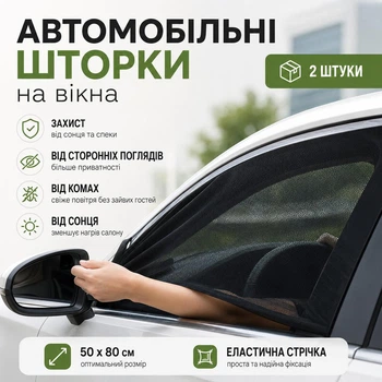 Автомобільні шторки на вікна SunSupels, 2 штуки, чорні