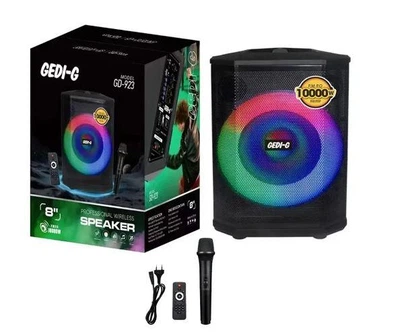 Акустична переносна Bluetooth колонка Gedi-G GD-923 з радіомікрофоном 8" 40 Вт FM, USB, AUX, RGB
