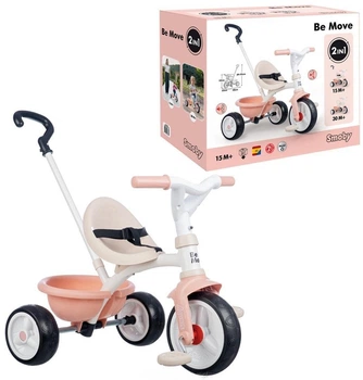 Прогулянковий триколісний велосипед Smoby Be Move 2в1 Рожевий 40339 (3032167403391)