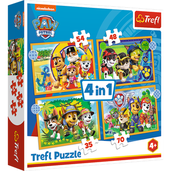 Puzzle Trefl Wakacyjny Psi Patrol 4 w 1 (5900511343953)