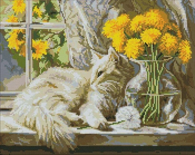 Алмазна мозаїка Муркотливе сонце 40х50 Ідейка (AMO20469)