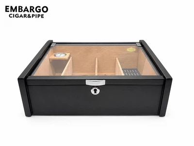 Х'юмідор для 35-50 сигар Black Mahogany Lock зі скляною вітриною