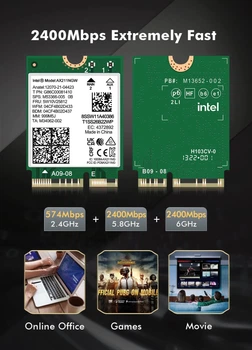 Сетевая карта Intel WIFI 6E AX211NGW CNVIO2 Трехдиапазонный адаптер, MU-MIMO, Bluetooth модуль для ПК / Ноутбука (19528)