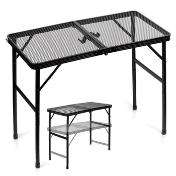 Стіл туристичний Vilde 489391 розкладний 2в1 80 x 40 x 37/66 см Чорний (5900670121553)