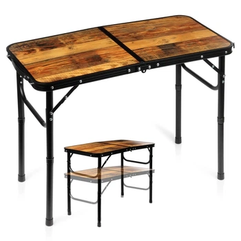 Стіл туристичний Vilde 489400 розкладний 2в1 80 x 40 x 33/60 см Коричневий (5900670121645)